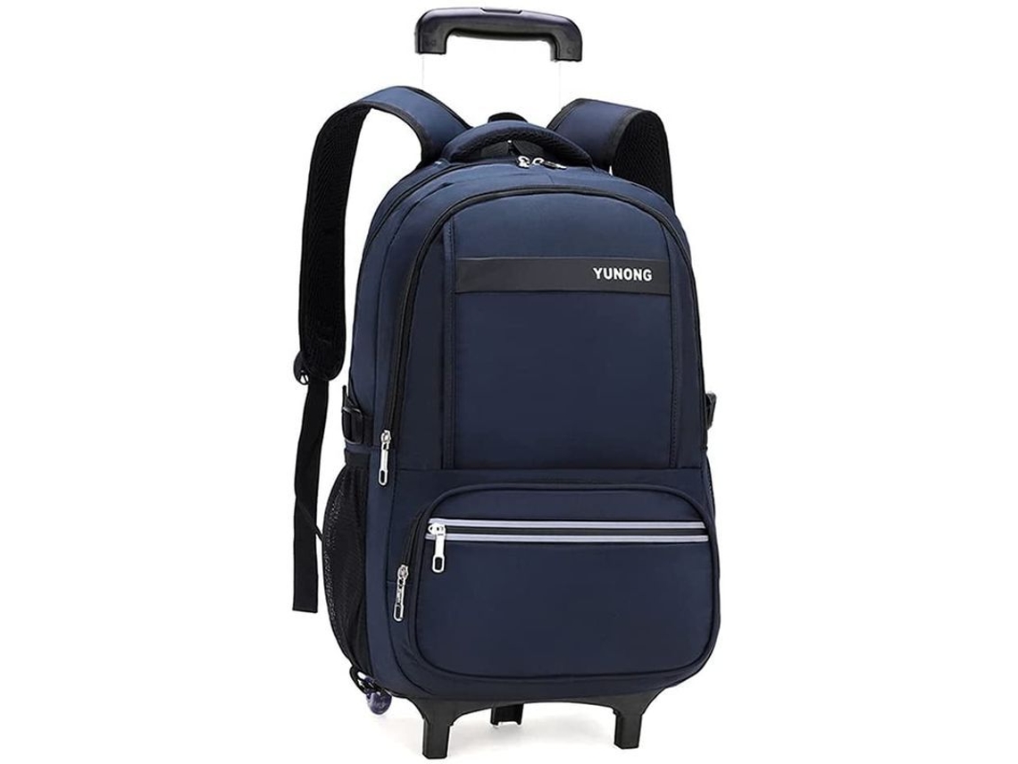 2026-mochila Escolar Con Ruedas Para Primaria De Nylon Azul Resistente Con Múltiples Bolsillos Y Capacidad Grande