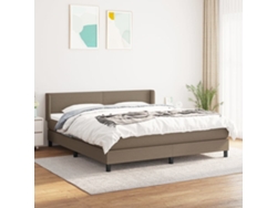 Cama Box Spring Con Colchón Tela Gris Taupe 180x200 Cm
