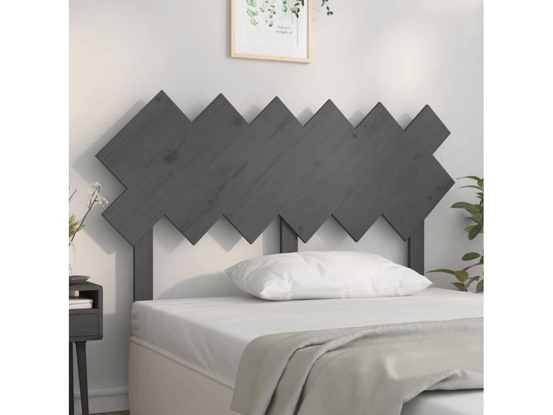 Cabecero De Cama Madera Maciza De Pino Gris 132x3x81 Cm