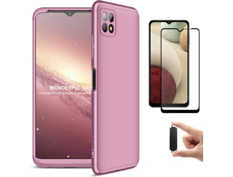 Carcasa + Protector + Soporte Samsung A22 5G Slim Armor 360º Rosa BD-GK