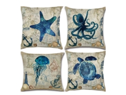 Funda Para Almohada Decorativa Temática De Playa 18x18 Cm, Funda De Lino Suave Para Sofá Exterior Terraza O Porche