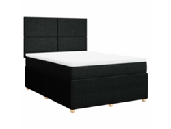 Maison Exclusive - Cama Box Spring Con Colchón Tela Negro 140x190 Cm