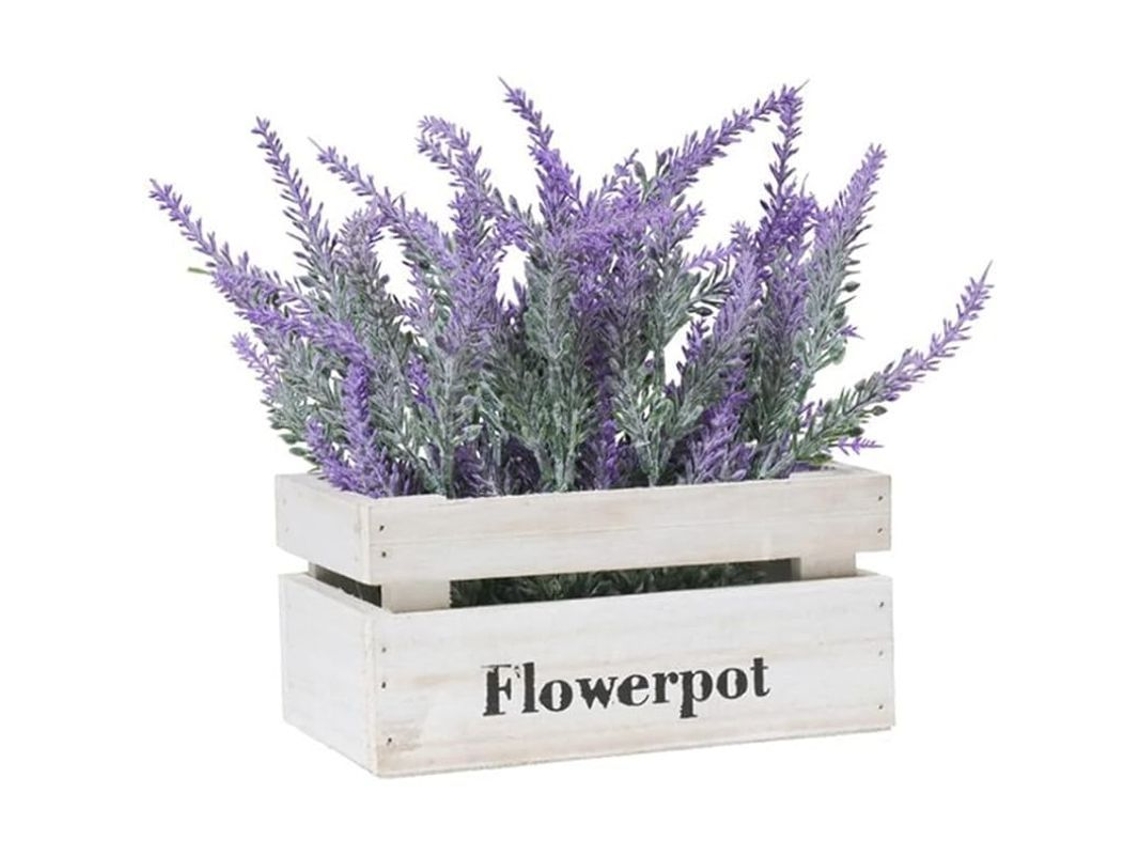 Planta Artificial De Lavanda Morada En Maceta De Madera - Decoración Para Balcón, Sala De Estar, Jardín (a)
