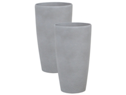 Conjunto de 2 macetas BELIANI Abdera de Mezcla de piedra Gris 31x31x58
