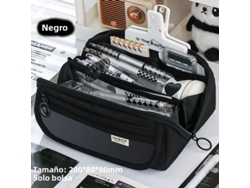Estuche prismático de gran capacidad (negro), diseño multifuncional, tejido de alta calidad.