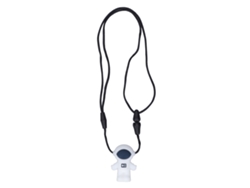 Colgante para la dentición del bebé 2026 en silicona con forma de astronauta, collar masticable azul para bebés y niños.