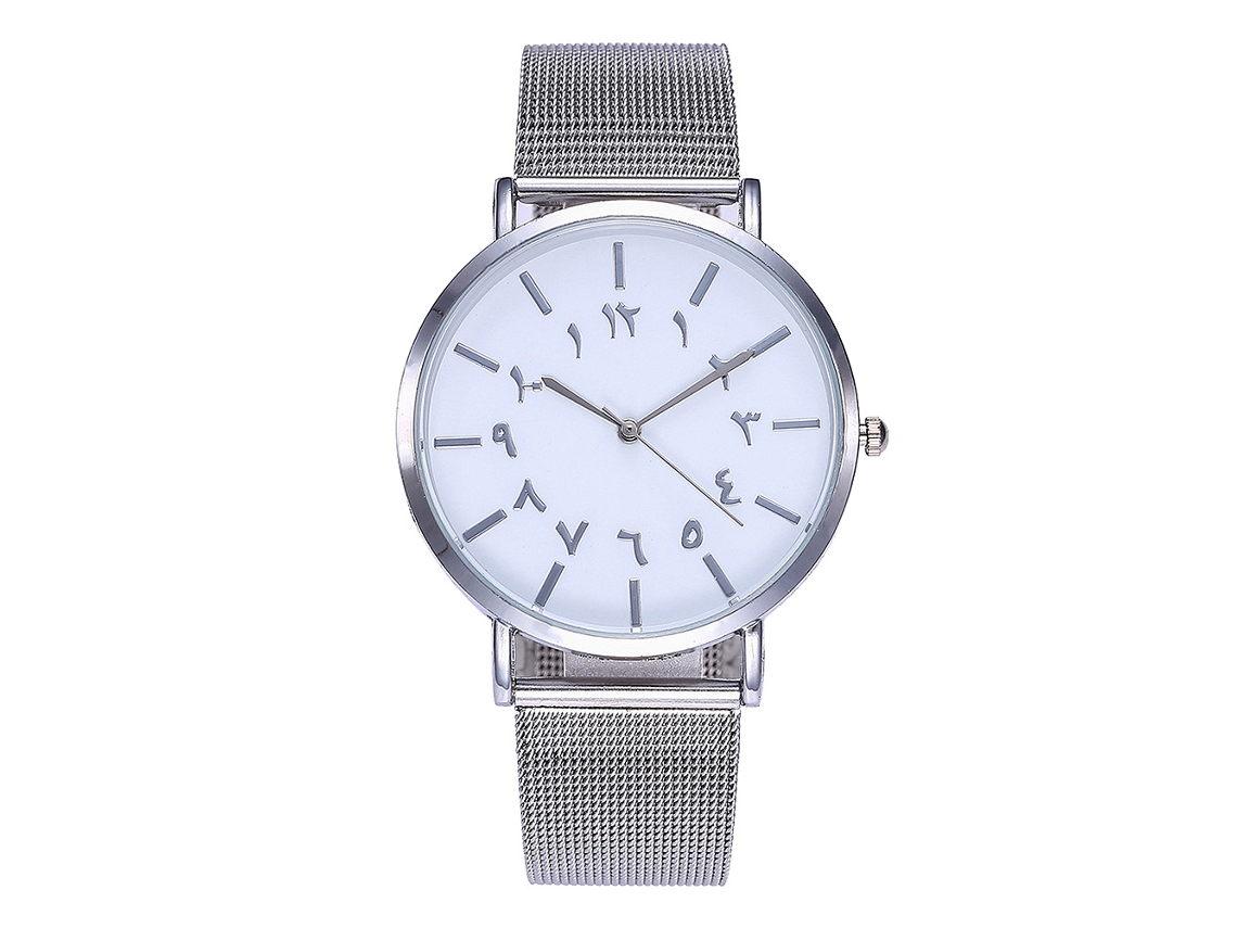 Reloj De Pulsera Analógico De Aleación Con Esfera Redonda, Movimiento De Cuarzo Moderno, Color Plata Y Blanco.