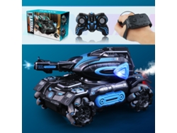 Coche RC con pulverizador de 2,4 g, 4x4, lanzador de agua, modelo de tanque blindado, control por reloj, juguete azul. Aeuzwr