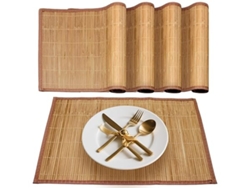 Juego de mesa de bambú STELASPLEN de 4 piezas, 45x30cm, resistente al calor, lavable, enrollable.