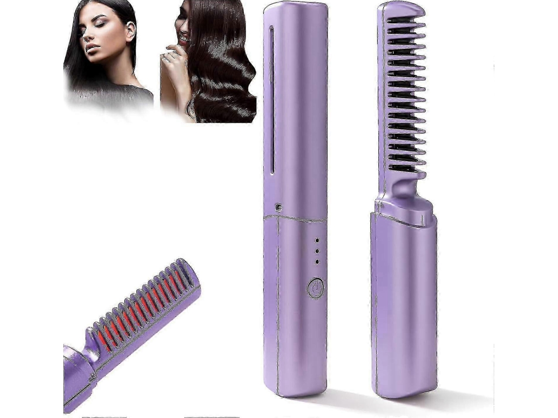 Mini cepillo iónico para alisar el cabello, peine eléctrico con 3 ajustes de calor para viajes portátiles Nostalgia88