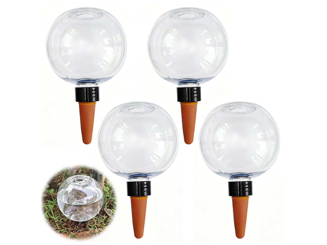 Juego De 4 Bolas De Riego Automático Transparentes, Goteador Para Suculentas Y Plantas De Interior Y Exterior