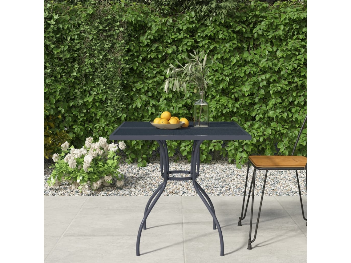 Mesa de jardín LOVELY HOME de malla de acero antracita (80 x 80 x 72,5 cm)