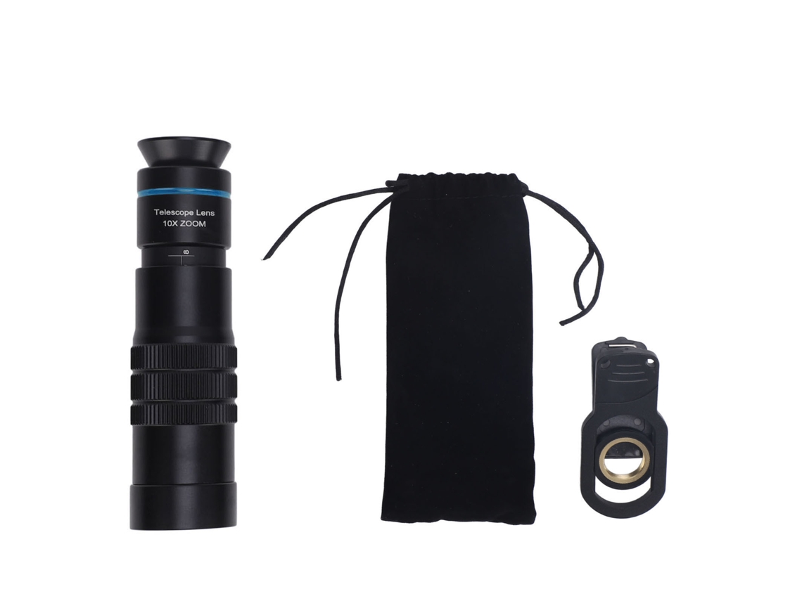 Lente Telescópio Para Móvel Monocular 10x Zoom Clip Portátil Para Teléfonos Inteligentes