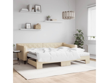 VIDAXL Sofá cama nido con colchón tela crema 90x200 cm