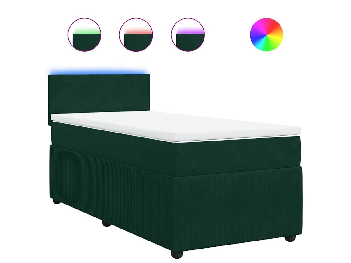 Maison Exclusive - Cama Box Spring Con Colchón Terciopelo Verde Oscuro 90x190 Cm