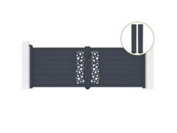 Puerta abatible 3,5m SUNNY H.120cm aluminio gris 2 postes 20x20cm H.166cm CASANOOV