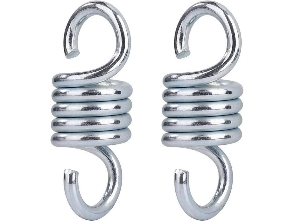 Dos ganchos de resorte de acero galvanizado para hamacas con una capacidad de carga máxima de 500 kg, adecuados para columpios y sillas colgantes MDUG