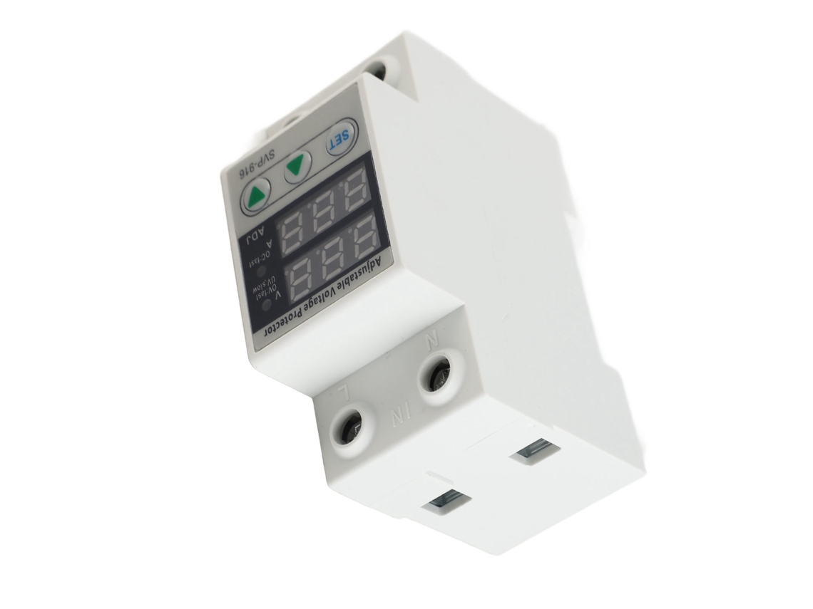 Protector Inteligente De Tensión Y Corriente Monofásico Ajustable 230vac 63a Svp-916