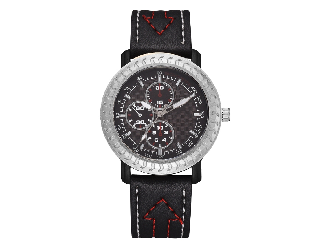 Reloj De Cuarzo Analógico Casual Simple Para Hombre Con Correa De Cuero Pu Negro