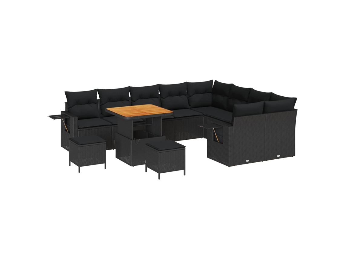 Maison Exclusive - Conjunto De Sofás De Jardín 12 Pcs Negro Ratán Sintético