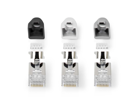 Conector Rj45 Pasante Cat7 NEDIS Chapado En Oro 10 Unidades. PVC Blanco / Negro