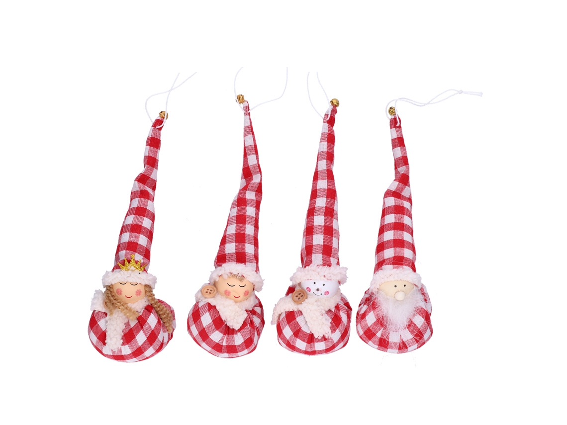Adorno Navideño De Elfo Suave Rojo Y Blanco Para Árbol De Navidad (juego De 4)