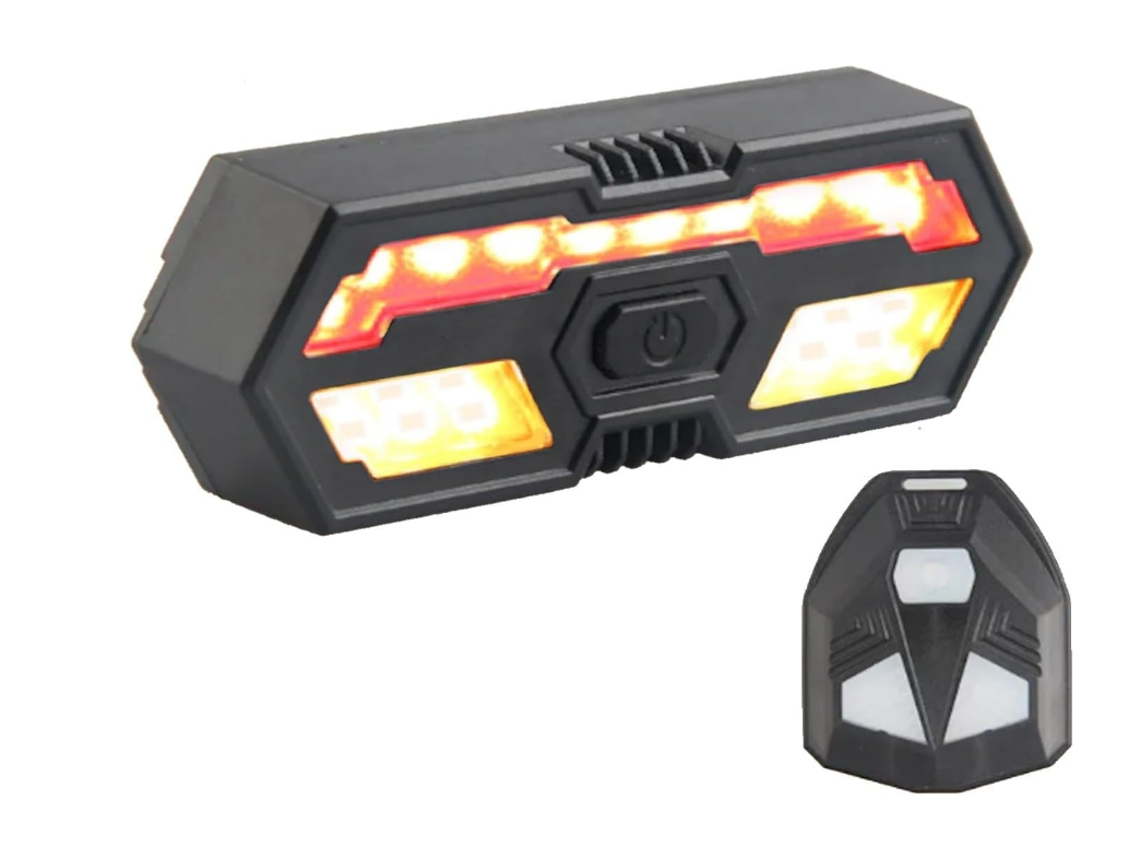 Luz Trasera Bicicleta Control Remoto Señal Giro Negro
