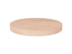 Superficie De Mesa Redonda Madera De Roble Sin Tratar Ø30x4 Cm