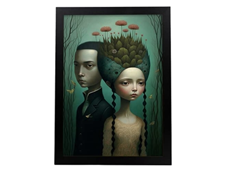 NACNIC Poster Pareja Natural En Estilo Surrealismo Cinematográfico Ilustraciones Y Grabados De Historieta Abstracta Y Artística A3 Marcos Negros