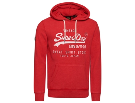 Sudadera Vintage de Hombre SUPERDRY Capucha Logotipo Relieve Rojo (L)