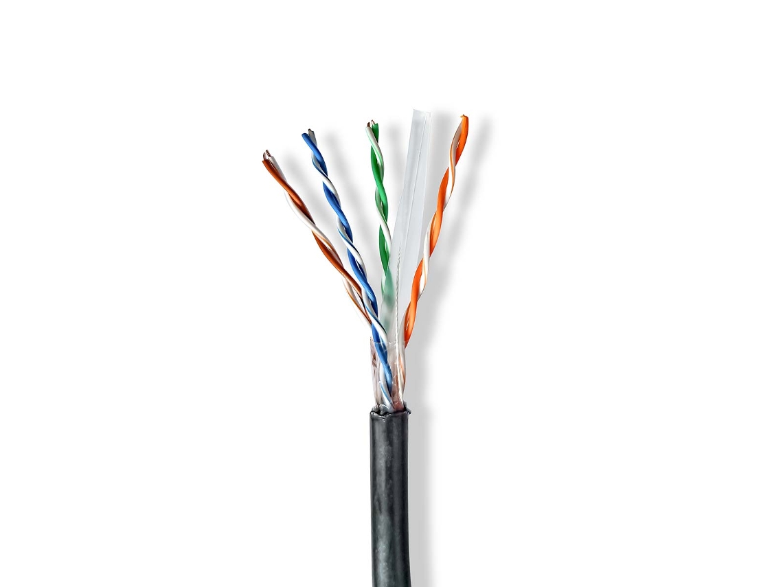 NEDIS Cable Sólido Cat6 Bobina U/Utp Cca 305 0 M Exterior Redondo Pe Negro