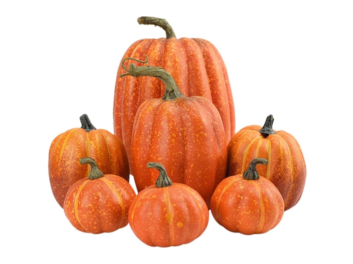 7 Calabazas Artificiales Decorativas Para La Mesa De Halloween Y Acción De Gracias.