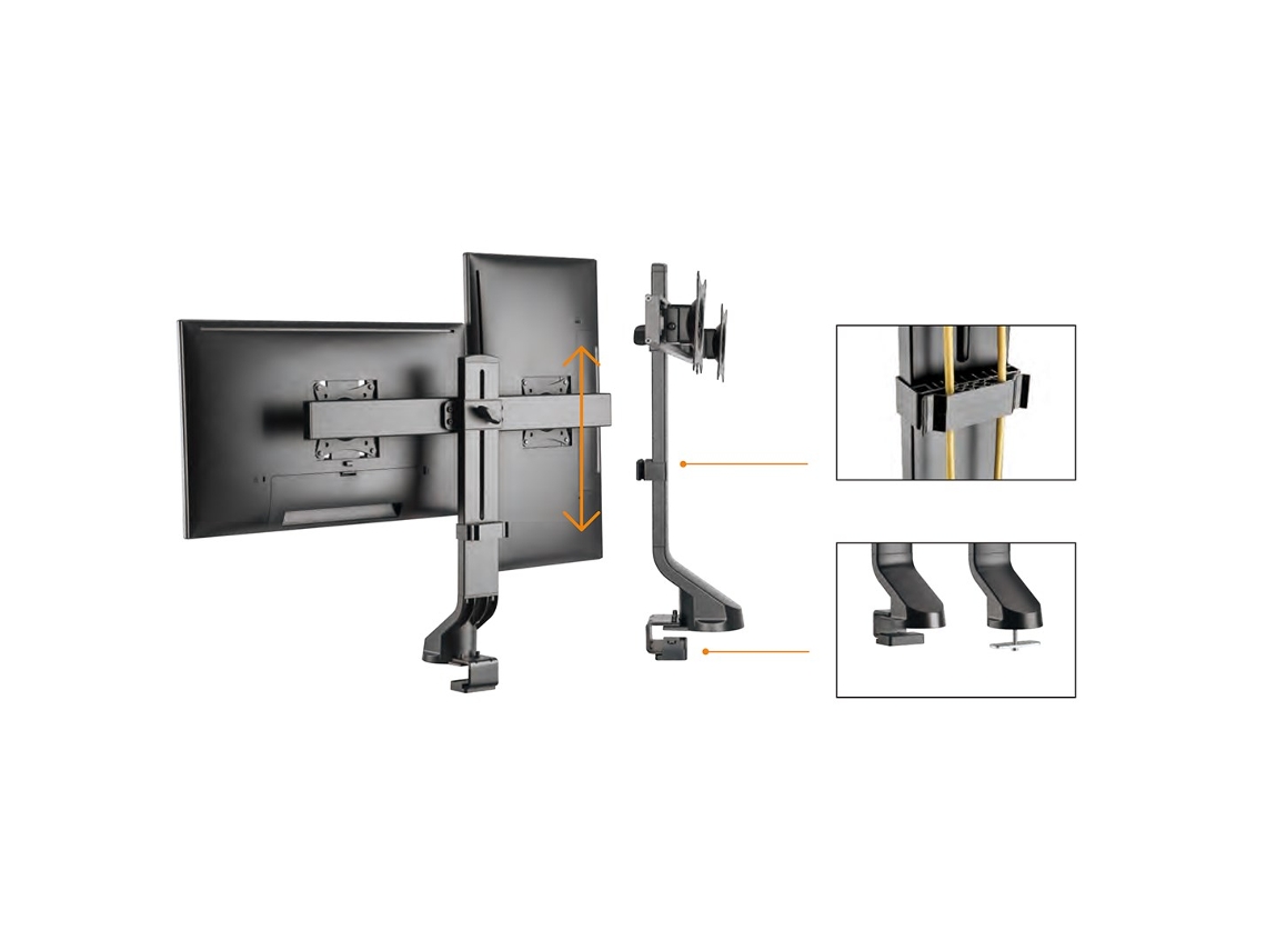 Soporte Mc 854 para dos monitores / Doble 17 27 14kg Vesa 75x75 100x100 Se adapta a Mc 848 y Mc 849 Maclean