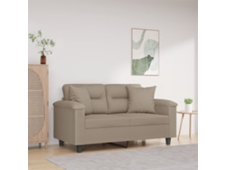 Sofá De 2 Plazas | Sofá De Salón | Sofá De Descanso Con Cojines Tela Microfibra Gris Taupe 120 Cm