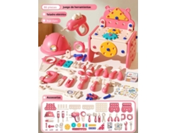 Kit de herramientas para el hogar infantil - Simulación de taladrado y extracción de tornillos - Educativo - Mdug (Rojo claro, 86 piezas)