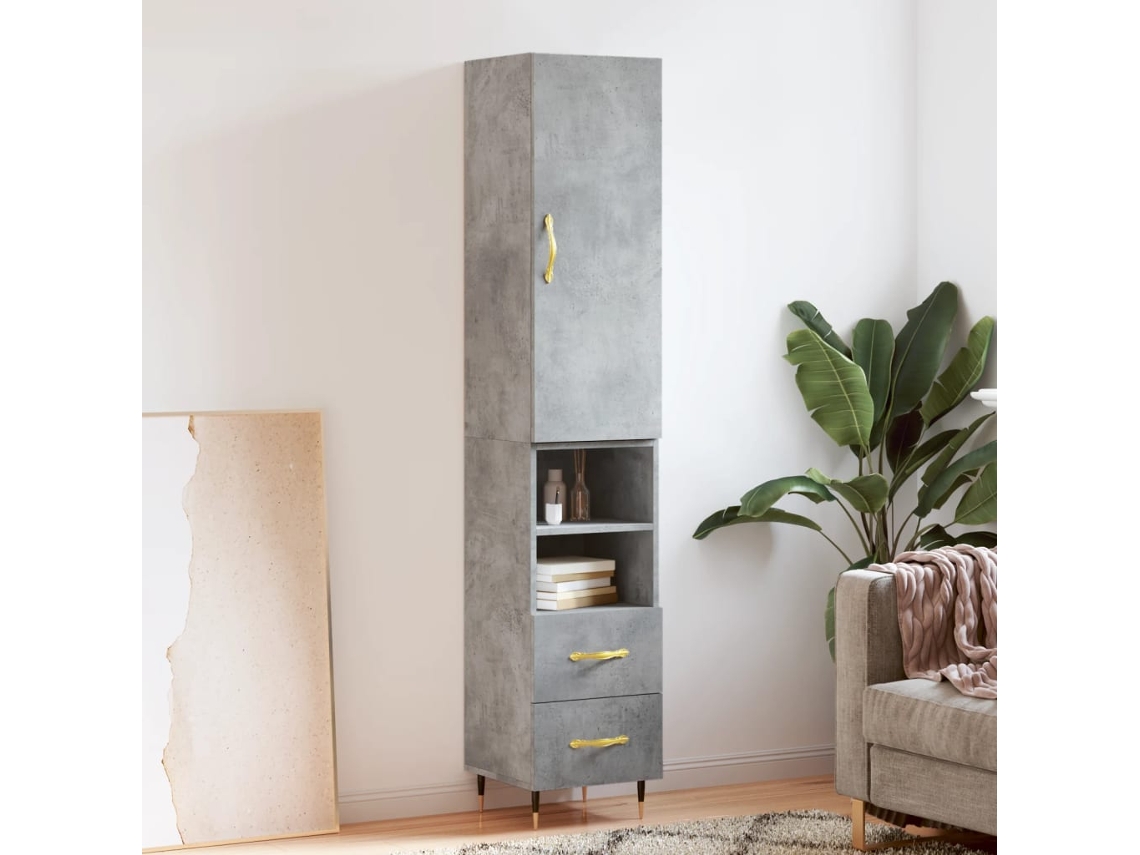 Aparador De Madera Contrachapada Gris Hormigón 34,5x34x180 Cm