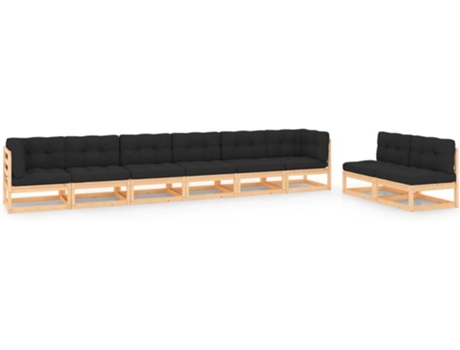 Conjunto 8 Muebles de jardín VIDAXL y cojines madera maciza pino