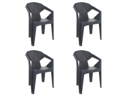 GARBAR DELTA Set 4 Silla Con Brazos Interior Exterior Gris oscuro