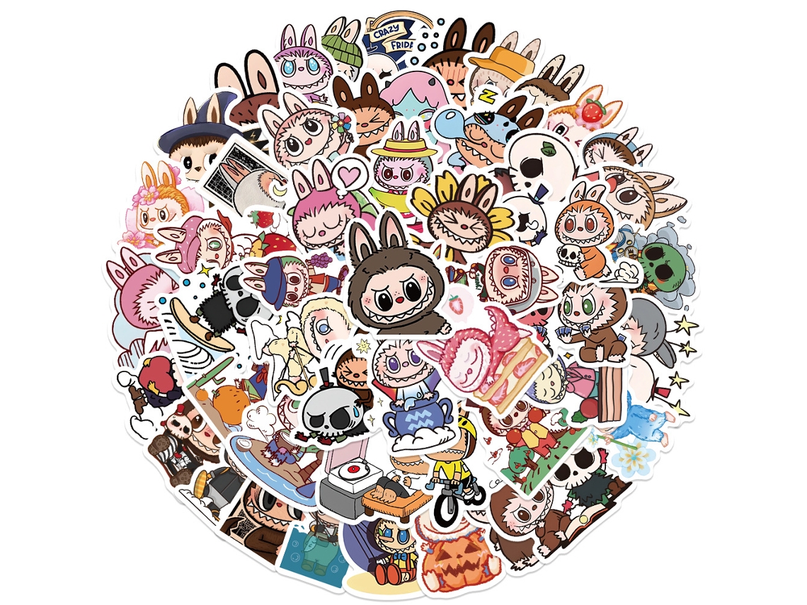 50 lindas pegatinas de Labubu, calcomanías de vinilo impermeables de dibujos animados kawaii para niños, adolescentes, portátiles y botellas de agua. Viewleaf