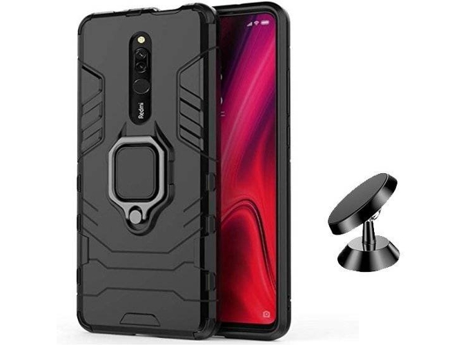 Kit Carcasa y Soporte Magnético Auto Xiaomi Redmi 8 Militar Negro