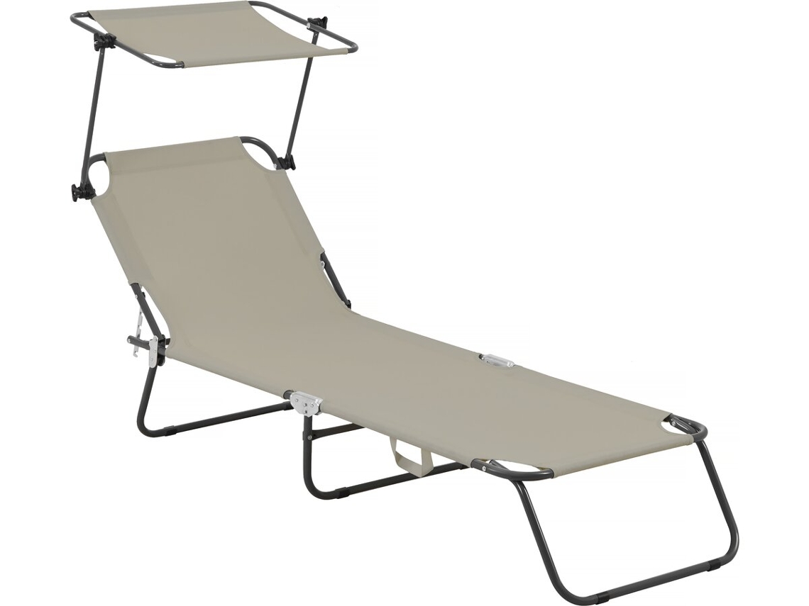 Sillón plegable Lazy con sombrilla Taupe Habitat Et Jardin
