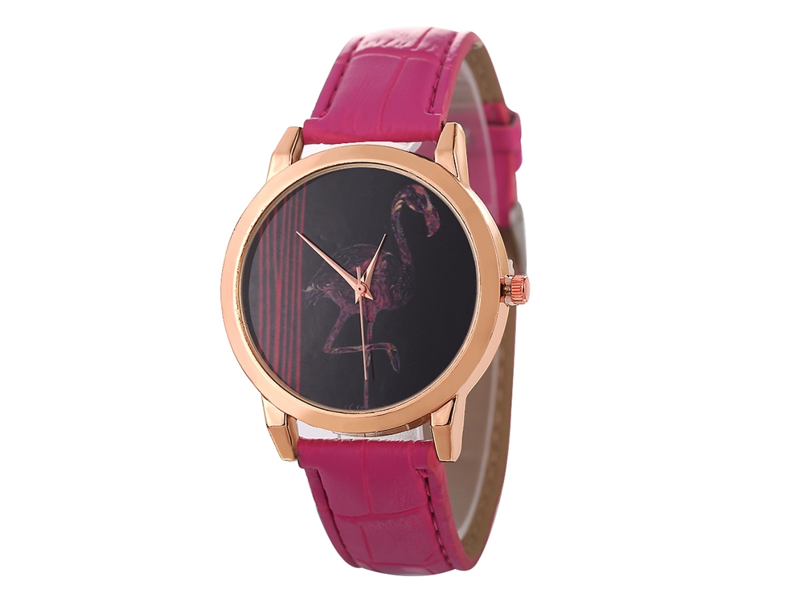 Reloj De Pulsera Redondo De Cuarzo Para Parejas, Estilo Casual De Negocios, Color Rosa Y Rojo, De Aleación.