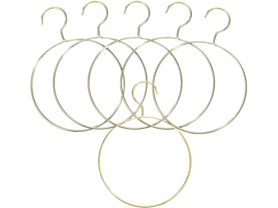 Juego Sencillo 6 Organizadores Redondos Dorados Estilo Nórdico Elegantes Resistentes Guardar Cinturones