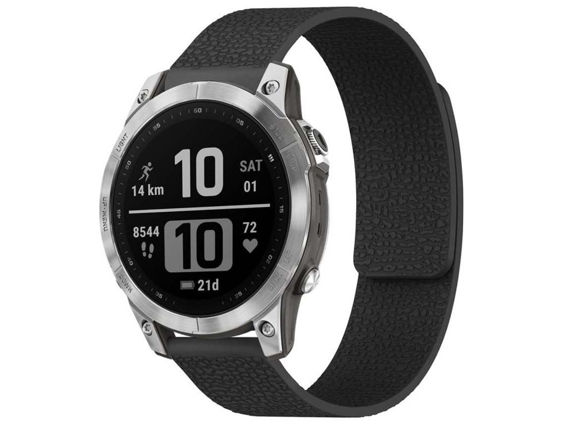Bracelete Para Garmin Fenix 8 / 7 / 6 / 5 (22mm) - Silicone Magnético - Textura De Lichia Preta