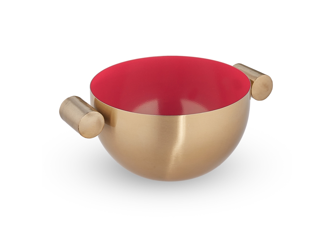 Tigela de Servir RELAXDAYS, Inox, Tigela Redonda para Cozer e Servir, Vários Tamanhos, Dourada/vermelha