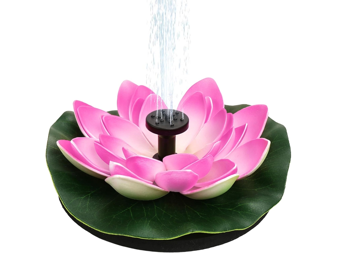 Bomba de agua solar, fuente para pájaros con nenúfar rosa y 5 boquillas, chrui