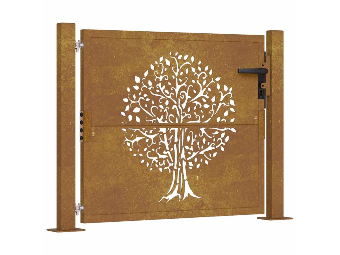 Maison Exclusive - Puerta De Jardín 100x75 Cm De Acero Corten Con Diseño De Árbol