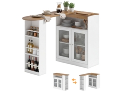 Mesa De Bar Extensível Giratória Com Portas Vidro