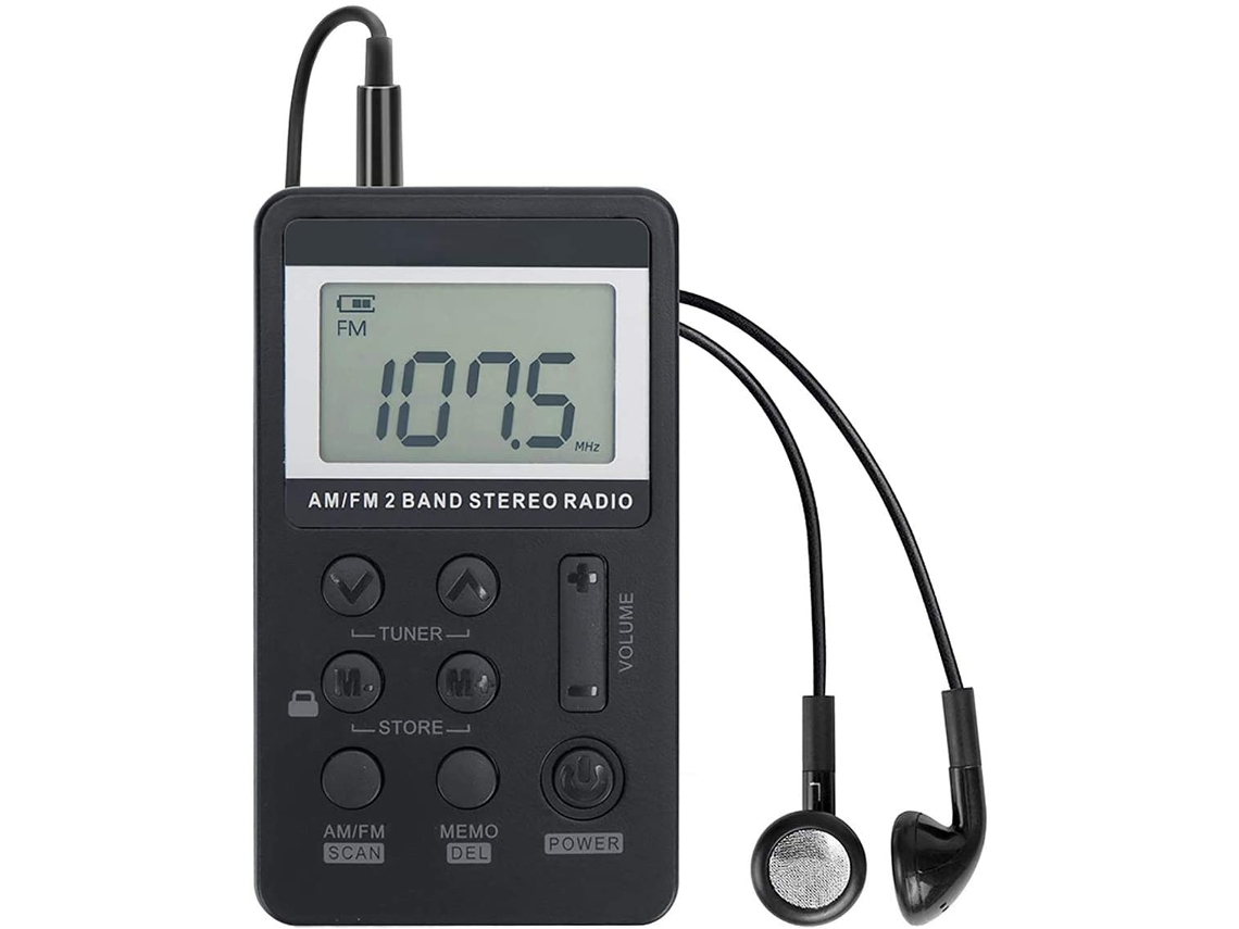 Radio digital portátil AM/FM con batería recargable