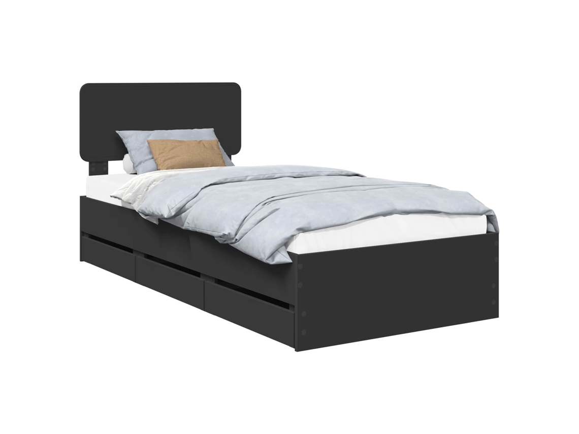 Maison Exclusive - Estructura De Cama Negro 90 X 190 Cm Madera De Ingeniería